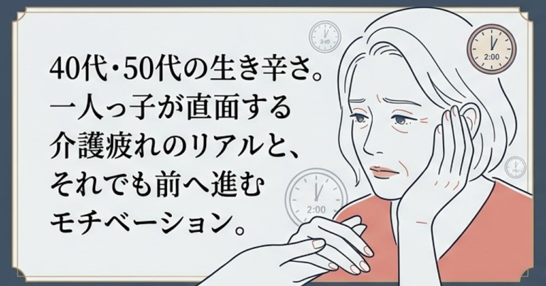 40代・50代の生き辛さ。女性一人っ子が直面する「介護疲れ」のリアルと、それでも前へ進むモチベーション。助けになる保険、制度、サービス