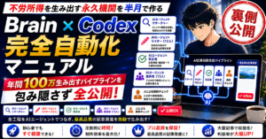【100万円稼ぐノウハウ】Brain × Codex ～未経験からBrain記事を”量 × 最高品質”で量産する最強の資産を半月で作る